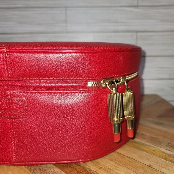 Lulu Guiness Top Handle Vanity Case Hatbox Red Leather Attache Rare 2007 Vintage - Picture 6 of 17